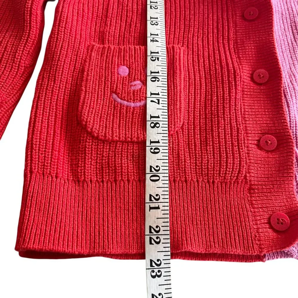Stella McCartney Kids Cosmic Cardigan Girls Red Pink Designer Rib Knit Size 12